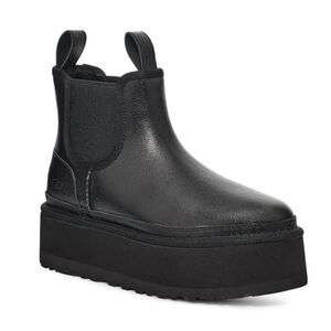 UGG Black Leather Platform Boots